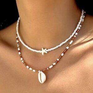 2-Piece Shell & Ocean Charm Necklace Set